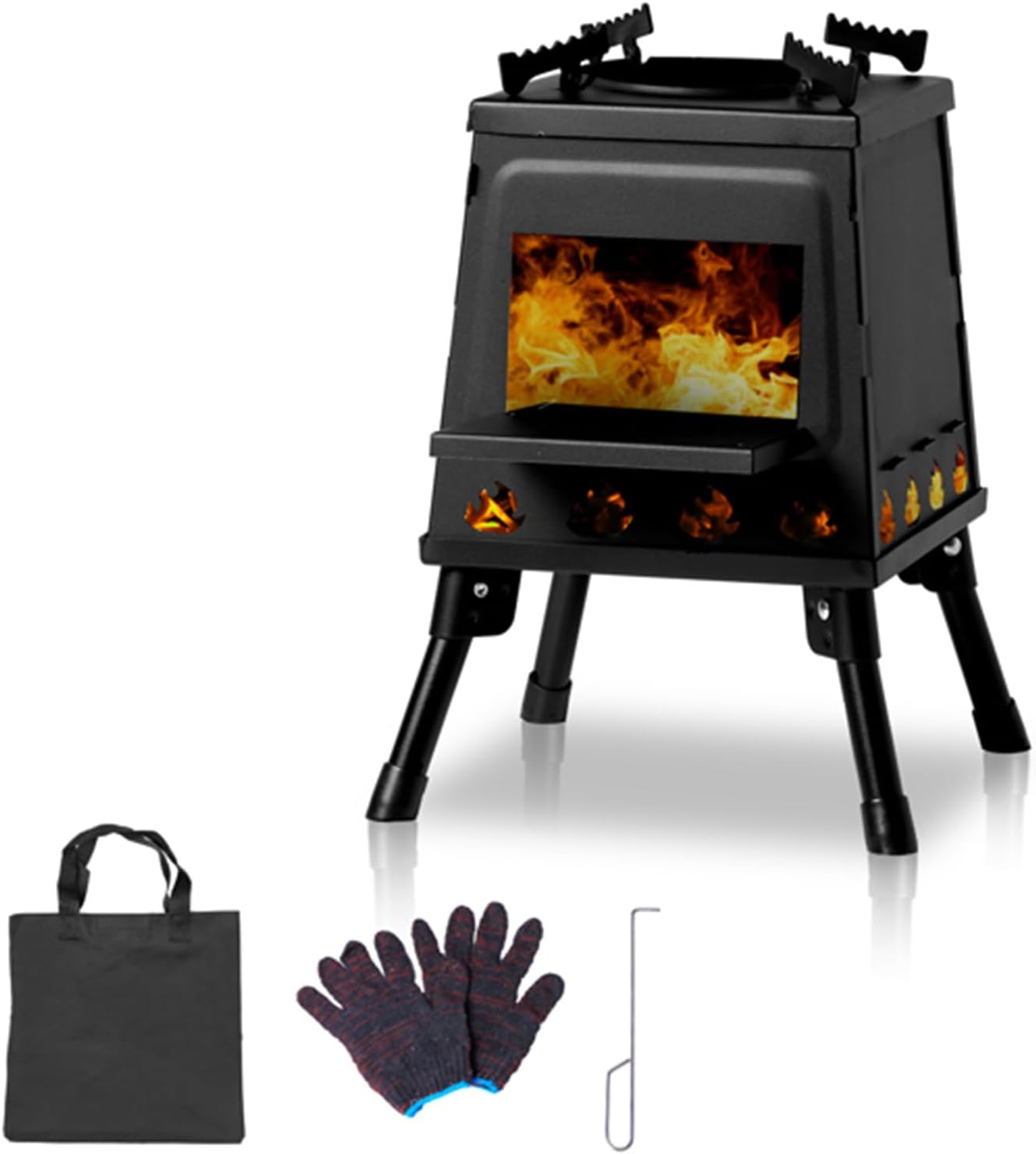 2026 SalesPortable Detachable Wooden Camping Stove - Windproof Outdoor Barbecue Grill, Compact Picnic Cooker 36x36x46.5cm, Ideal for Camping, Hiking, and Backyard Use