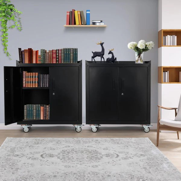 2026 SalesGarage Storage Cabinet with Wheels, 2 Door Tool Cabinet with Adjustable Shelves, Metal Lockable Tool Cabinet, Rolling Tool Chest for Home, 34 H x 30.3 L x 18 W, Assembly Required