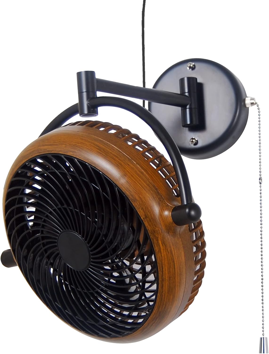 2026 Sales0-inch wall-mounted rotatable fan with foldable arm (honeycomb wood color)