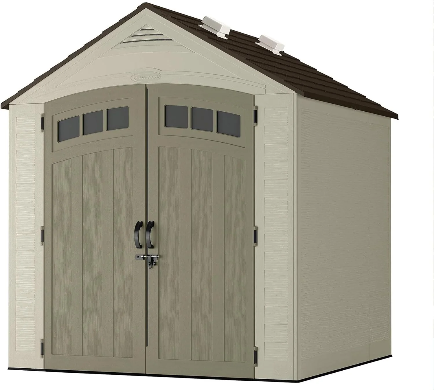 2026 Sales7x7 Storage Shed with Multi-Wall Resin Panels, 4 Skylights, IllumiVent System, and Pad-Lockable Doors, 84quot; D x 84quot; W x 98