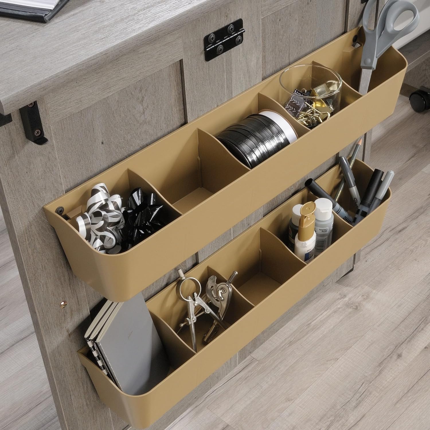 2026 SalesCraft Cart Storage Cabinet, Rolling Sewing Table with Expandable Top, Mystic Oak