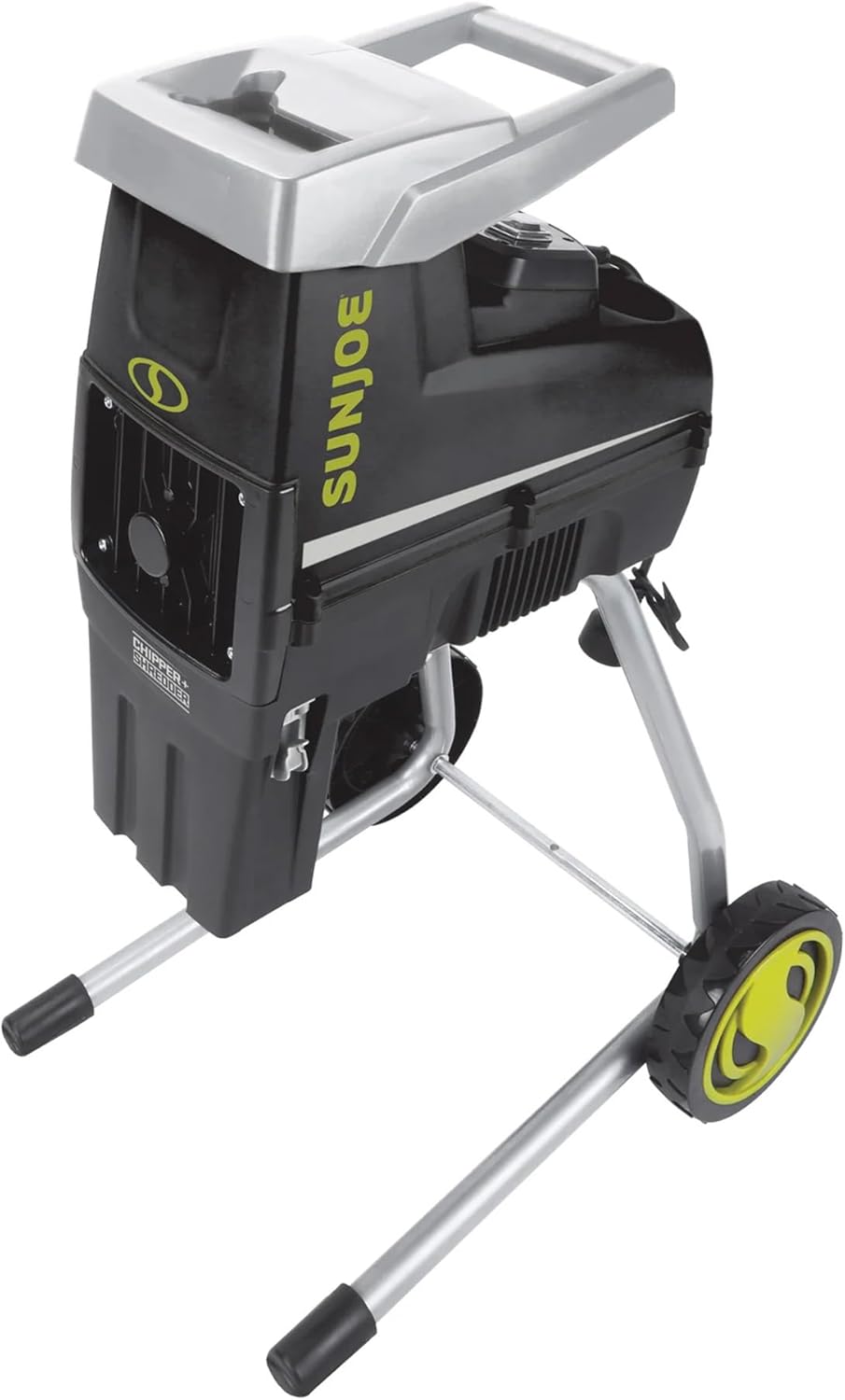 2026 Sales15 Amp Electric Silent Wood Chopper/Deburr Machine, cutting diameter 1.7 inches, reduction ratio 21:1, wheel diameter 7 inches, equipped with a safety hopper, green appearance