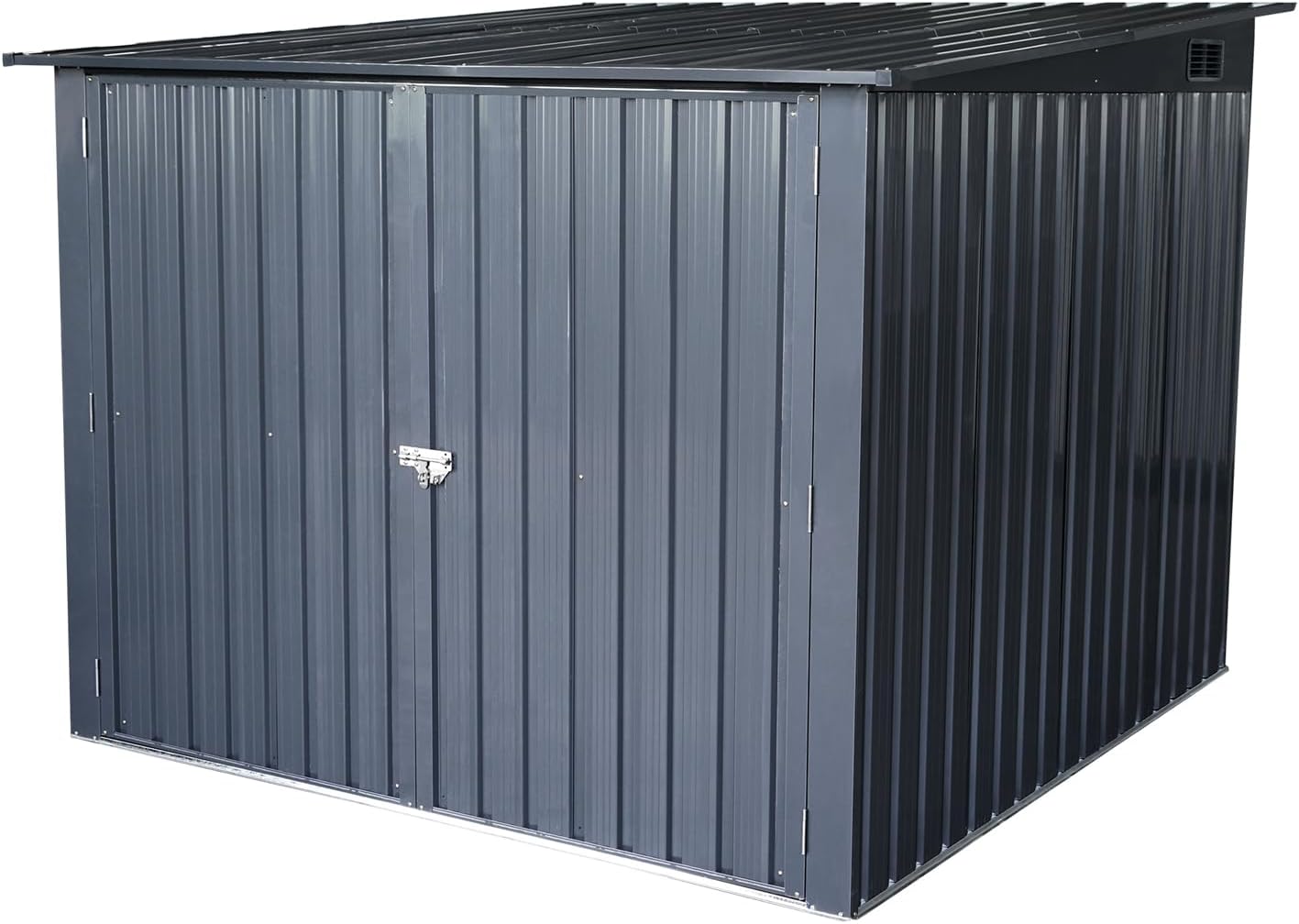 2026 Sales5-foot outdoor steel bicycle storage shed with a sloping roof and 4 bicycle tracks. Bicycle storage shed, black version.