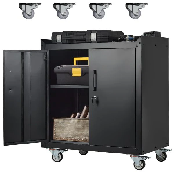 2026 SalesGarage Storage Cabinet with Wheels, 2 Door Tool Cabinet with Adjustable Shelves, Metal Lockable Tool Cabinet, Rolling Tool Chest for Home, 34 H x 30.3 L x 18 W, Assembly Required
