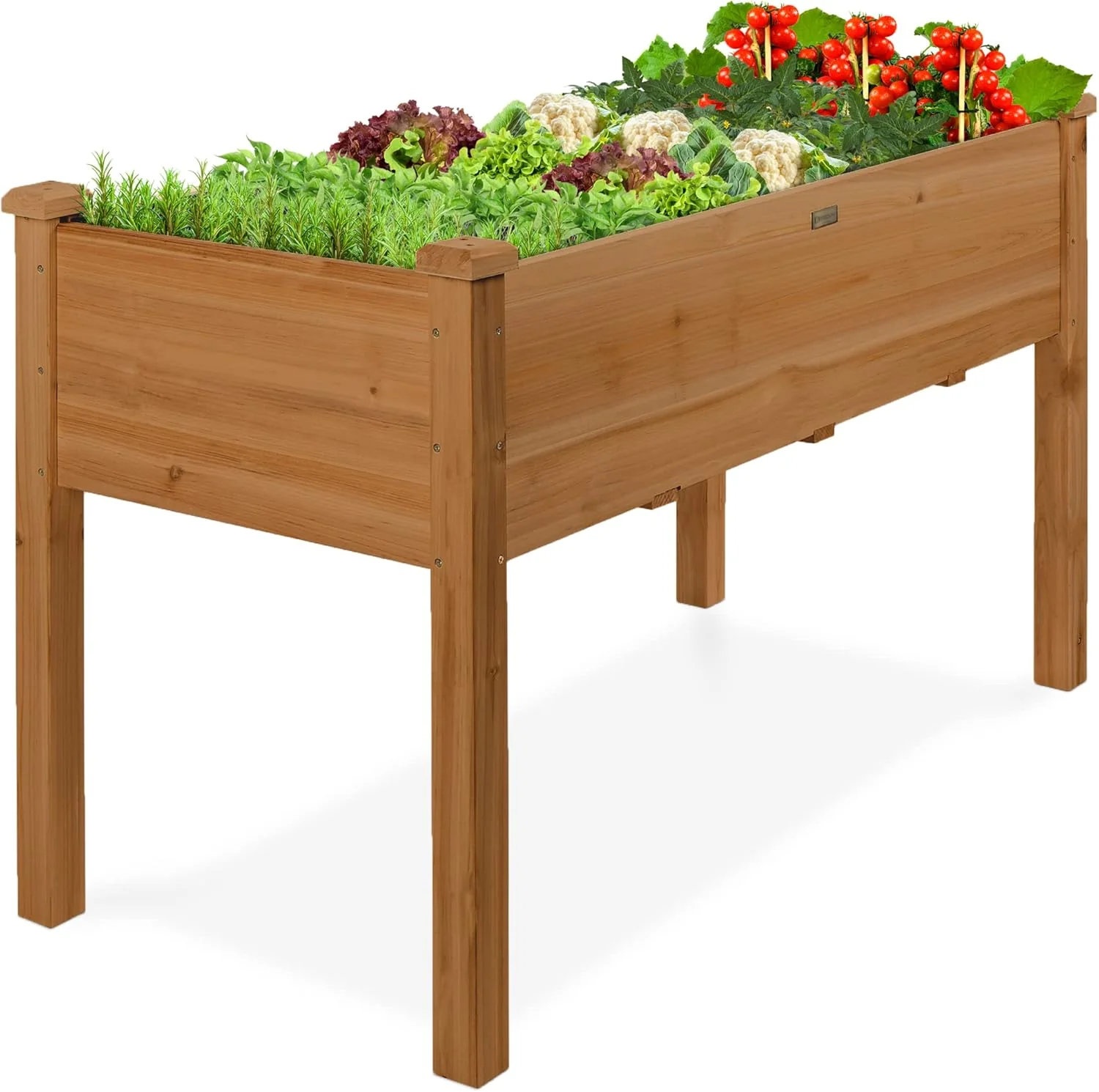 2026 Sales72x23x30in Raised Garden Bed, Elevated Wood Planter Box Stand for Backyard, Patio, Balcony w/Divider Panel, 6 Legs, 300lb Capacity - Natural