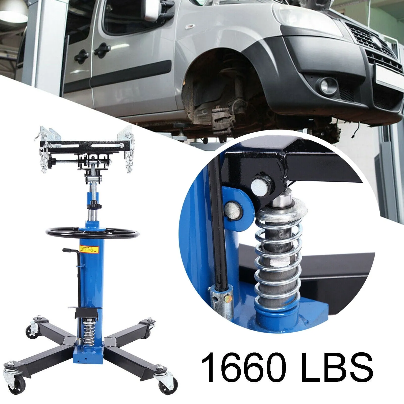 2026 Sales1660 Pounds Hydraulic Car Transmission Jack Vertical Lift with 360° Swivel Wheel Pedal ,Blue,33