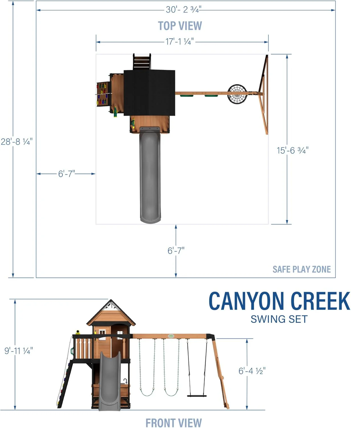 2026 SalesBackyard Discovery Canyon Creek Cedar Wood Swing Set with Wave Slide, Clubhouse, Play Kitchen, Picnic Area, Belt Swings, Web Swing, Rock Wall, Balconies, Playhouse, Step Ladder, Outdoor Playset
