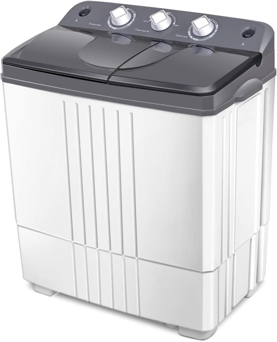 2026 SalesPortable washing machine, capacity 20 pounds, combined design, with the washing machine weighing 12 pounds and the spin dryer weighing 8 pounds. Suitable for use in apartments and campers. Available in gray and white styles.