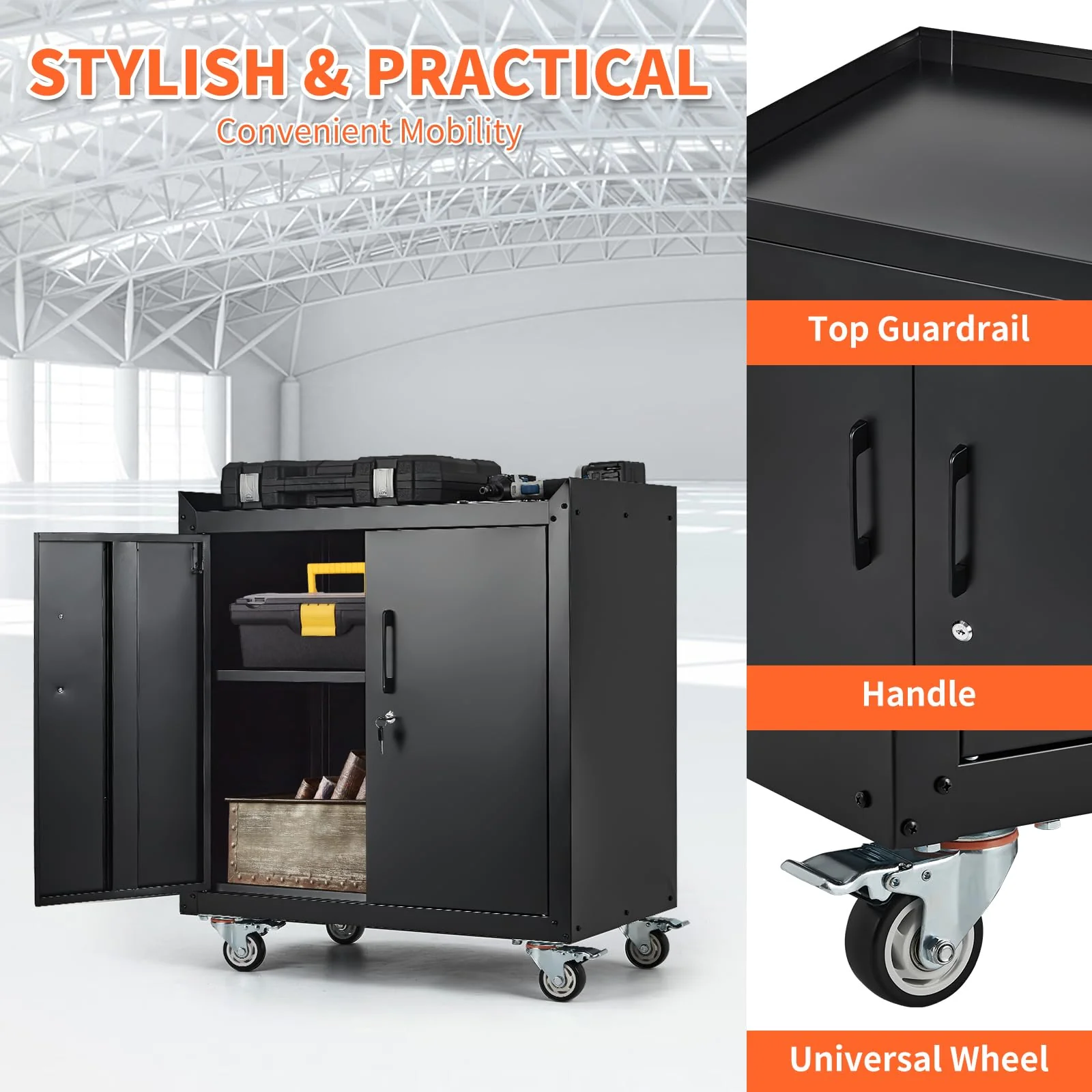 2026 SalesGarage Storage Cabinet with Wheels, 2 Door Tool Cabinet with Adjustable Shelves, Metal Lockable Tool Cabinet, Rolling Tool Chest for Home, 34 H x 30.3 L x 18 W, Assembly Required