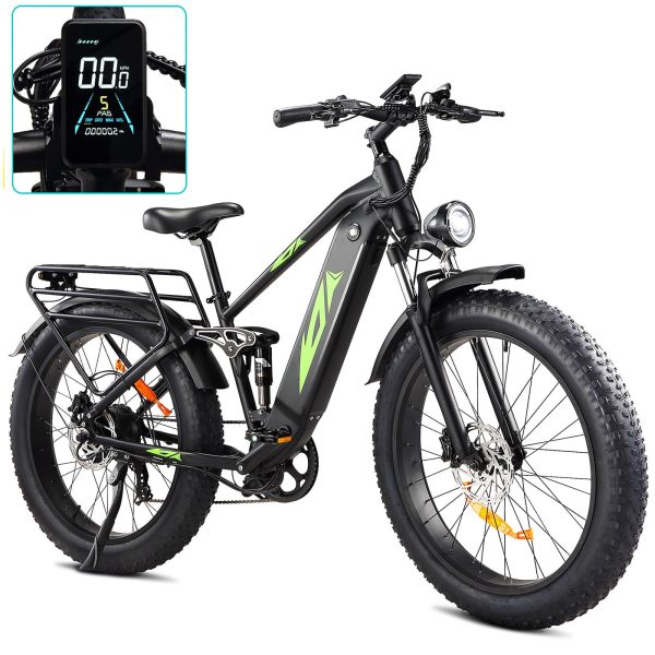2026 SalesElectric Bike for Adults 1000W, 48V 17.5AH Battery Adult Electric Bicycles, 26 Fat Tire Full Suspension Ebike, 28MPH Mountain Beach E Bike, 7 Speed, 60Miles Range, UL Certified