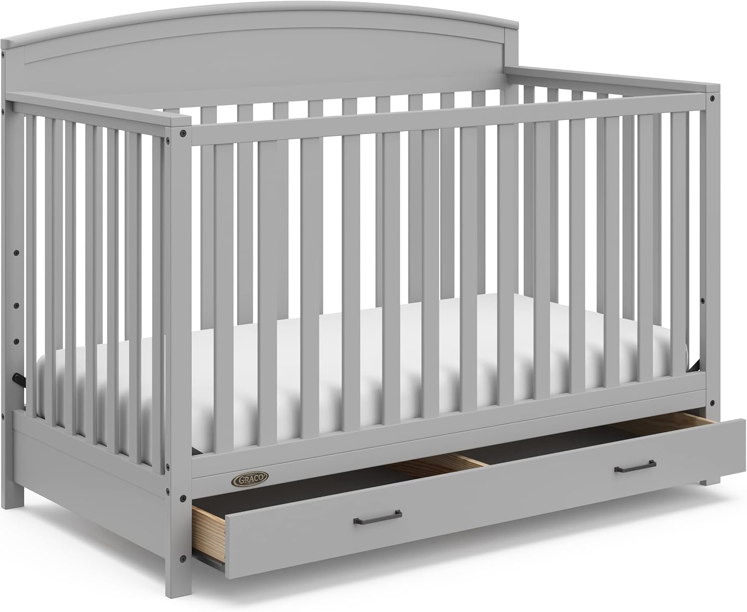 2026 Sales5-in-1 Convertible Baby Bed (with drawers, white) - Green Guardian Gold Certification, built-in baby bed storage drawer, convertible to toddler bed, day bed and full-size bed