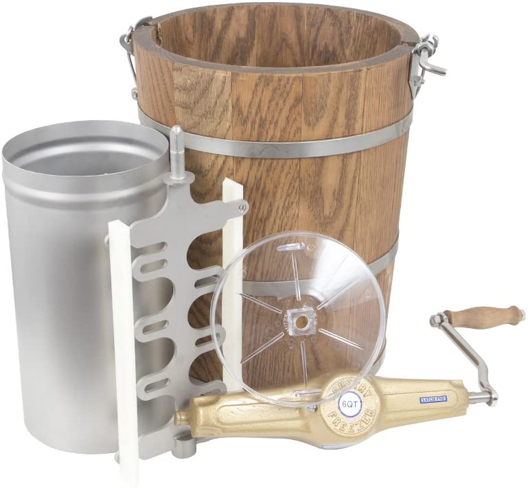 2026 Sales6 qt Ice Cream Maker – Classic Wooden Tub – Hand Crank