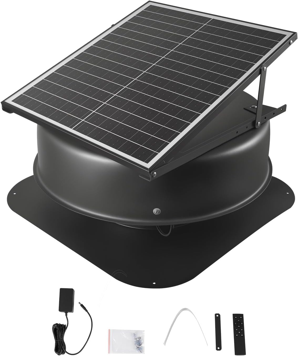 2026 SalesRoof attic exhaust fan, 50-watt intelligent solar roof ventilation fan, equipped with thermostat, remote control, 3000 cubic feet per minute airflow, built-in smoke sensor and automatic stop function (for cooling and dehumidification)