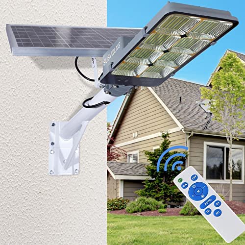 2026 Sales450W Solar Street Flood Lights Outdoor Lamp with Remote Control Dusk to Dawn Security Lighting for Yard Garden Gutter Basketball Court Arena Lawn lm