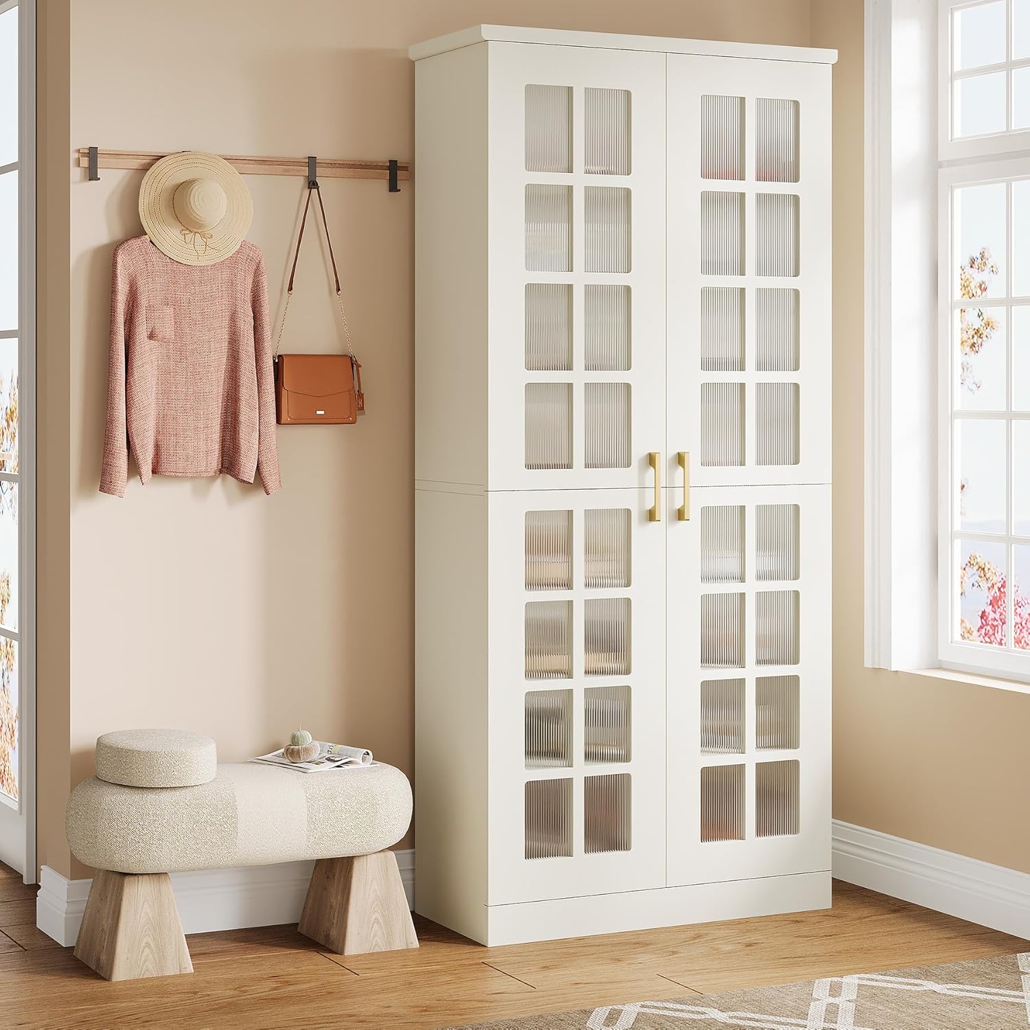 2026 SalesTribesigns 71-Inch Tall Shoe Cabinet with Doors, 8-Tier Shoe Storage with Adjustable Shelves, Modern Shoe Organizer Shoe Rack Cabinet for Entryway Hallway Closet Living Room, White