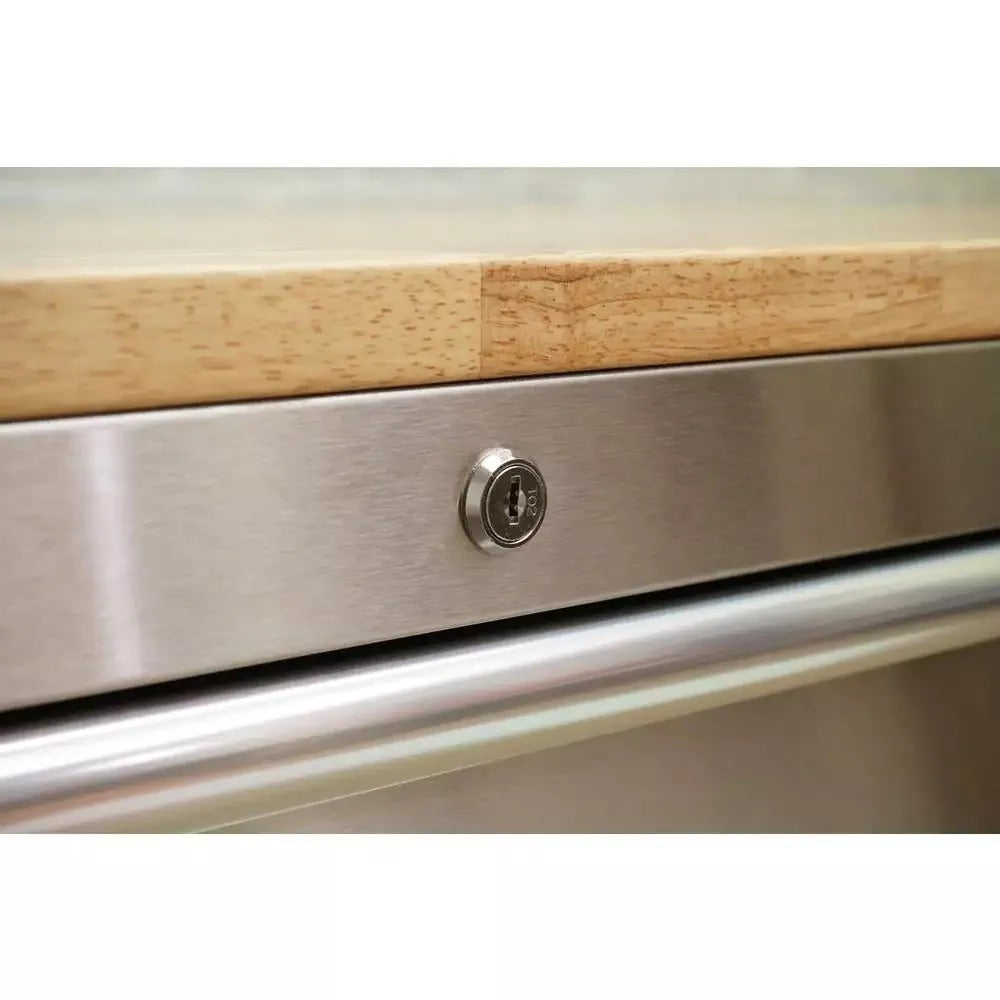 2026 Sales72 in 18-Drawer 24 in. D Mobile Workbench with Solid Wood Top Stainless Steel