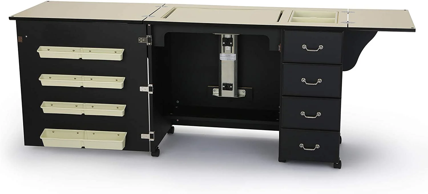 2026 SalesSewing Cabinet for Sturdy Sewing, Cutting, Quilting, and Crafting with Storage and Airlift, Black Finish