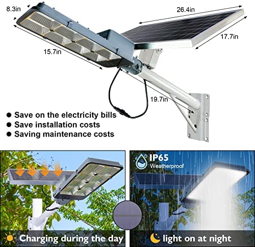 2026 Sales450W Solar Street Flood Lights Outdoor Lamp with Remote Control Dusk to Dawn Security Lighting for Yard Garden Gutter Basketball Court Arena Lawn lm