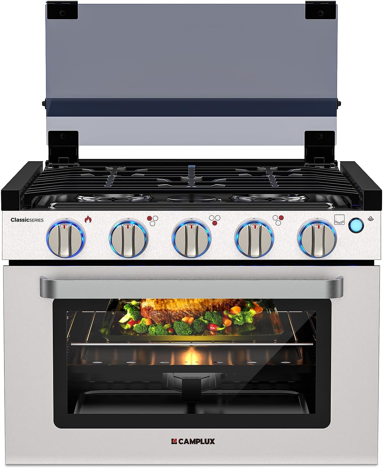 2026 SalesRV liquefied gas stove 21 inches high, a liquefied gas stove oven with 3 burners, suitable for RVs, apartments, mobile homes, made of stainless steel material