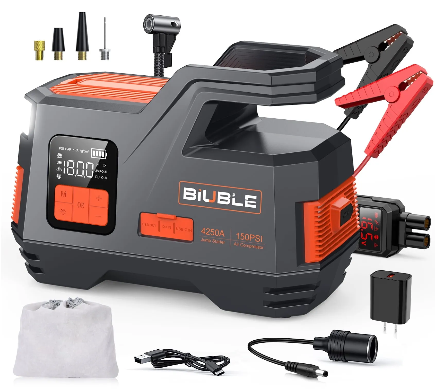 2026 SalesCar Jump Starter with Air Compressor, 4500A Peak 26800mAh 12V Auto with 150PSI Tire Inflator（up to All Gas or 10.0L Diesel Engine）