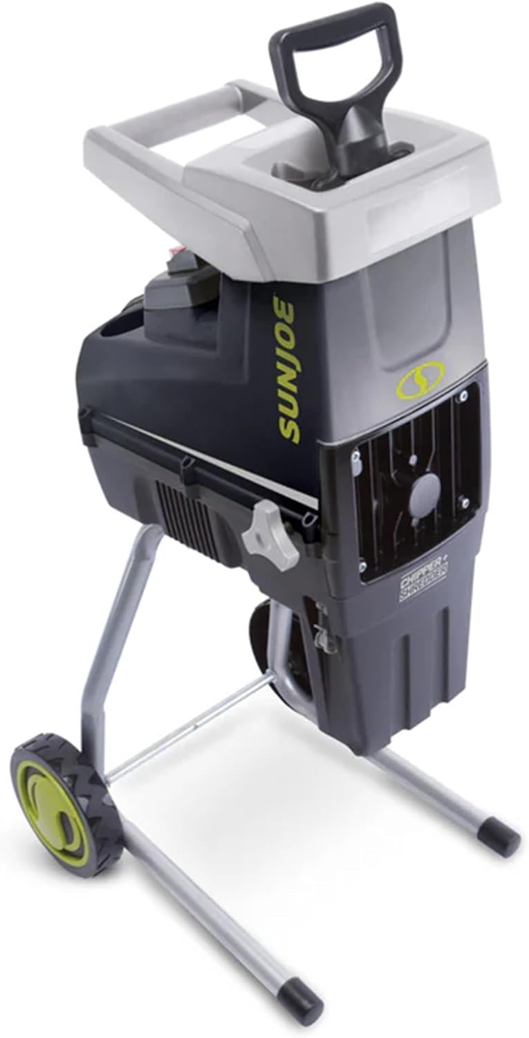 2026 Sales15 Amp Electric Silent Wood Chopper/Deburr Machine, cutting diameter 1.7 inches, reduction ratio 21:1, wheel diameter 7 inches, equipped with a safety hopper, green appearance