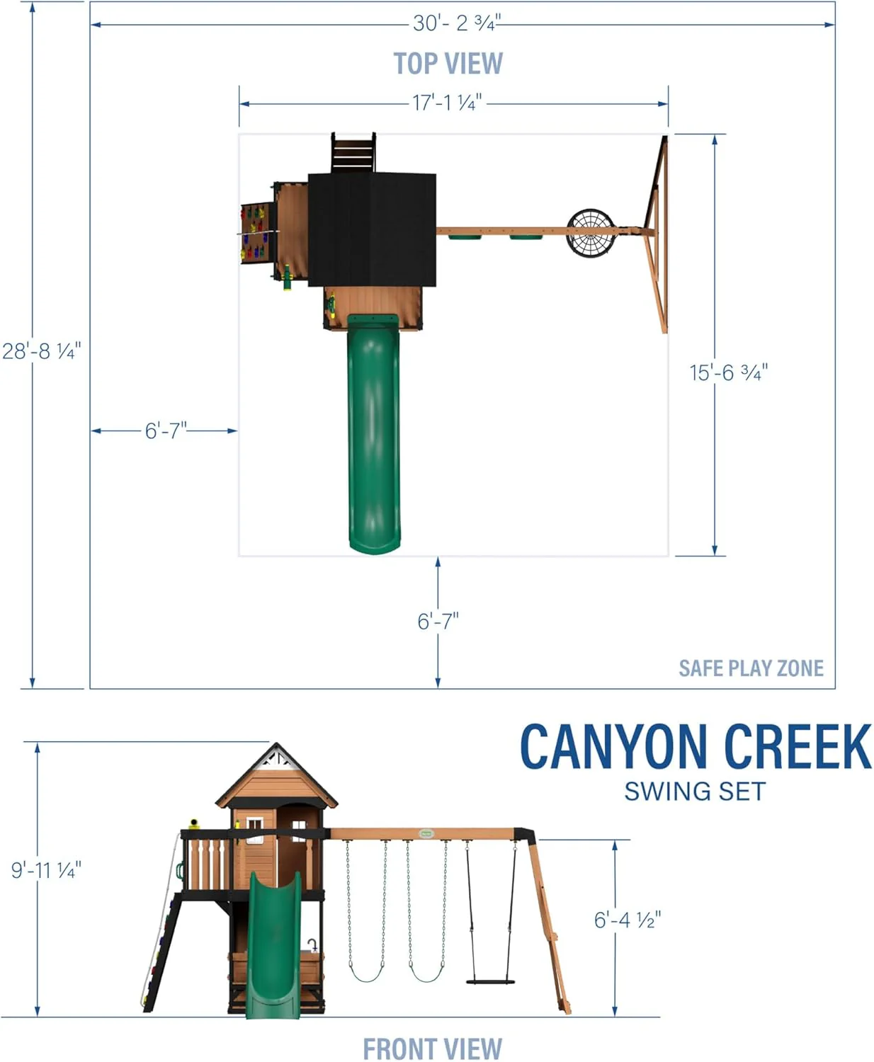 2026 SalesBackyard Discovery Canyon Creek Cedar Wood Swing Set with Wave Slide, Clubhouse, Play Kitchen, Picnic Area, Belt Swings, Web Swing, Rock Wall, Balconies, Playhouse, Step Ladder, Outdoor Playset