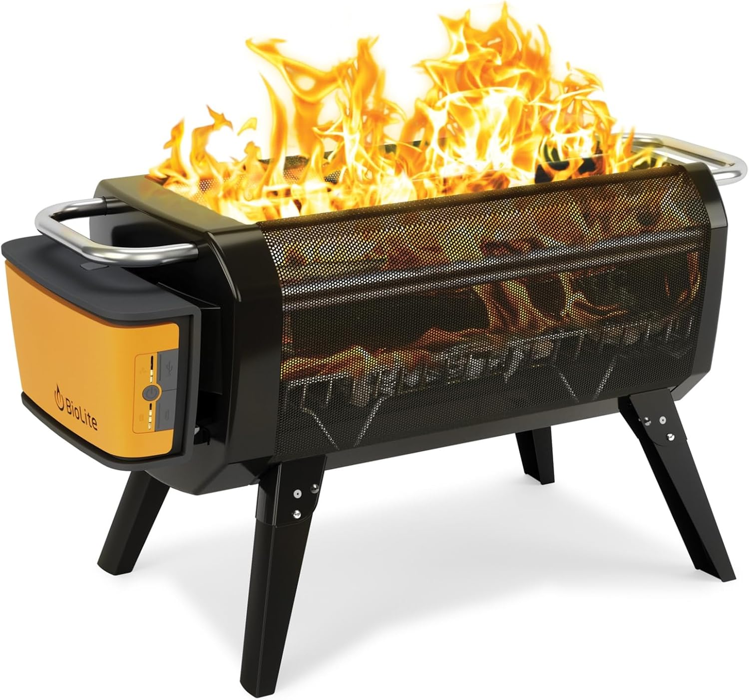 2026 SalesSmoke-free outdoor wooden and charcoal-burning fire pit, equipped with Bluetooth function, rechargeable, with a capacity of 12800 milliampere-hours, and the interface is USB-A.