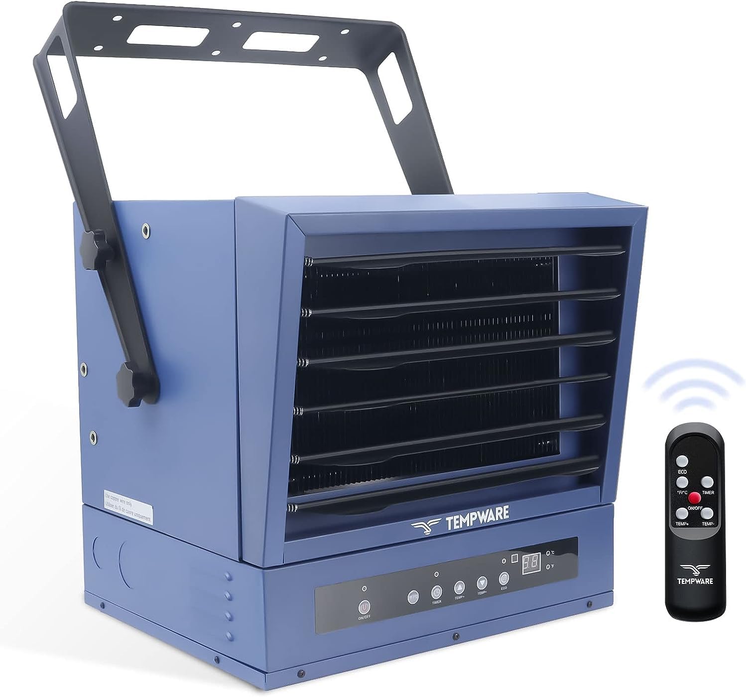 2026 SalesElectric vehicle garage heater, 7500-watt digital display fan-driven ceiling-mounted work area heater, featuring full-function remote control, 240-volt wired installation, with a 12-hour timer, is highly suitable for use in workplaces.