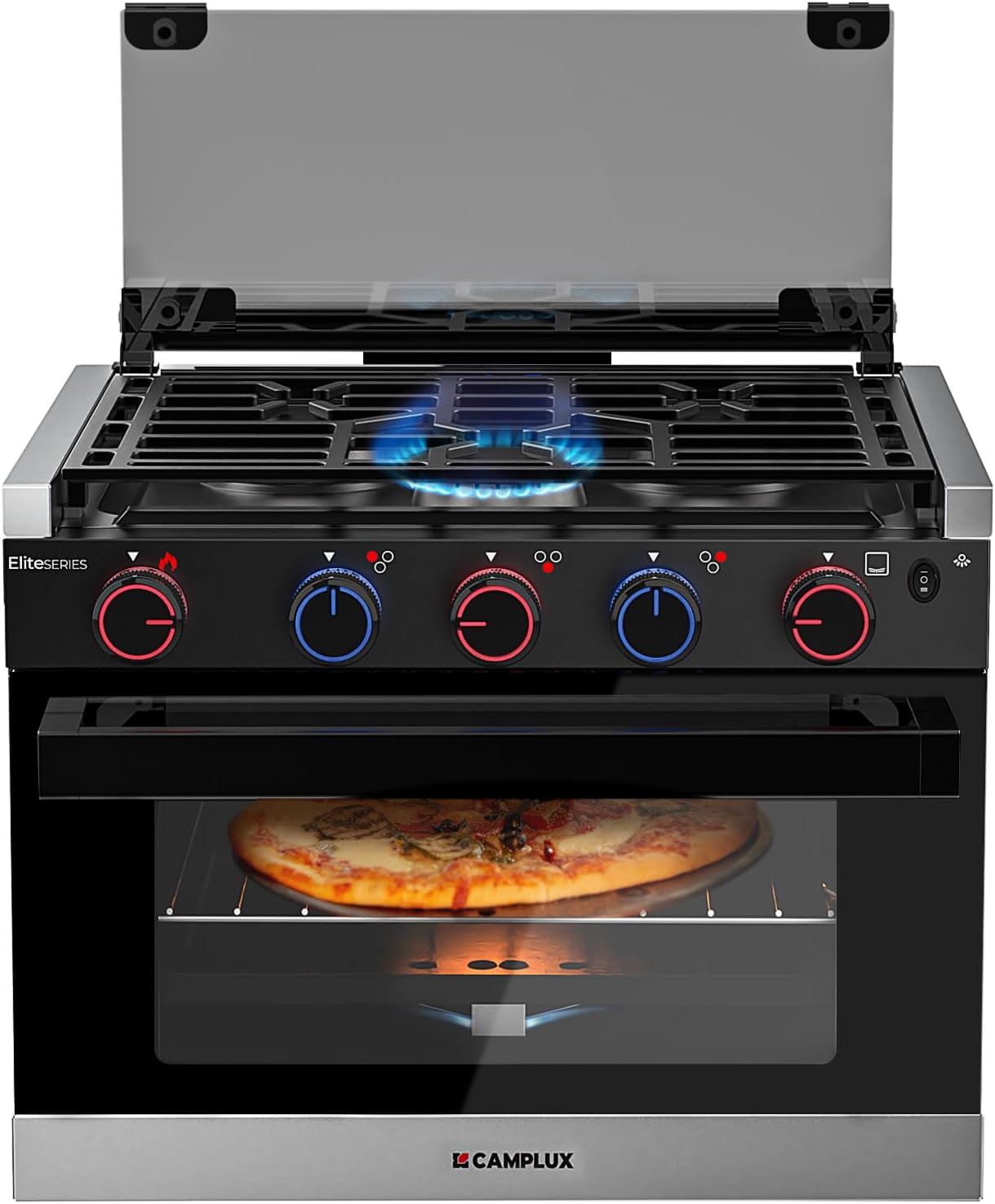 2026 SalesRV liquefied gas stove 21 inches high, a liquefied gas stove oven with 3 burners, suitable for RVs, apartments, mobile homes, made of stainless steel material