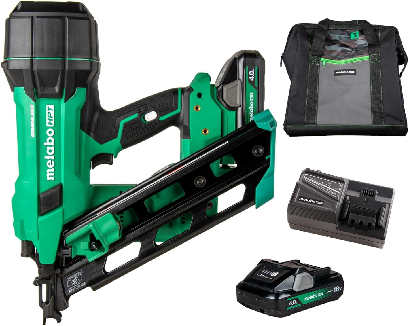 2026 Sales18V multi-voltage cordless 30° paper tape measuring nail gun kit, 3-1/2 inch measuring nail gun, power tool, equipped with 4.0Ah lithium-ion battery, capable of driving 2