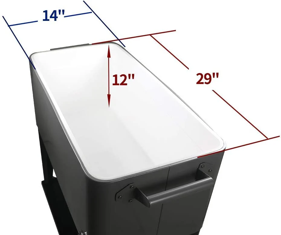 2026 Sales80 Quart Rolling Cooler Cart for Outdoor Patio Deck Party, Portable Party Bar Cold Drink Beverage Cart