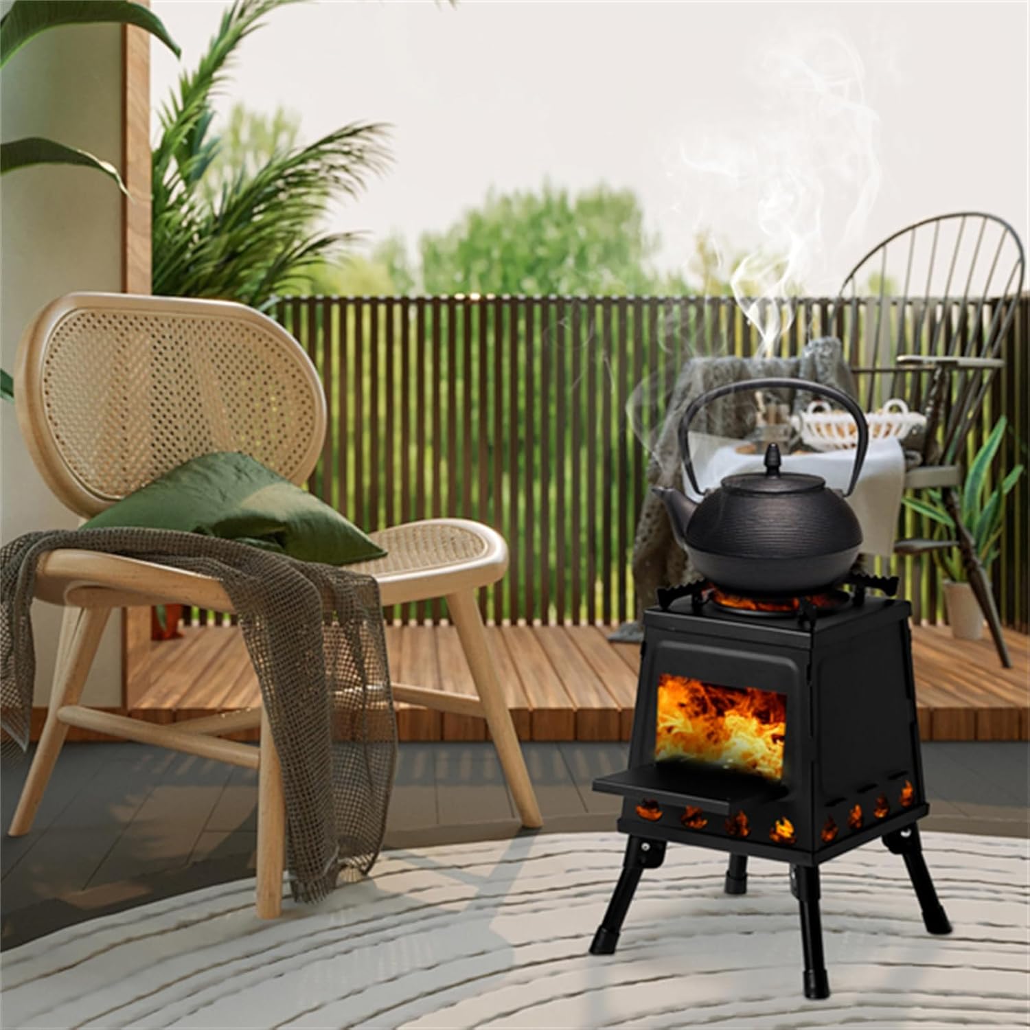 2026 SalesPortable Detachable Wooden Camping Stove - Windproof Outdoor Barbecue Grill, Compact Picnic Cooker 36x36x46.5cm, Ideal for Camping, Hiking, and Backyard Use