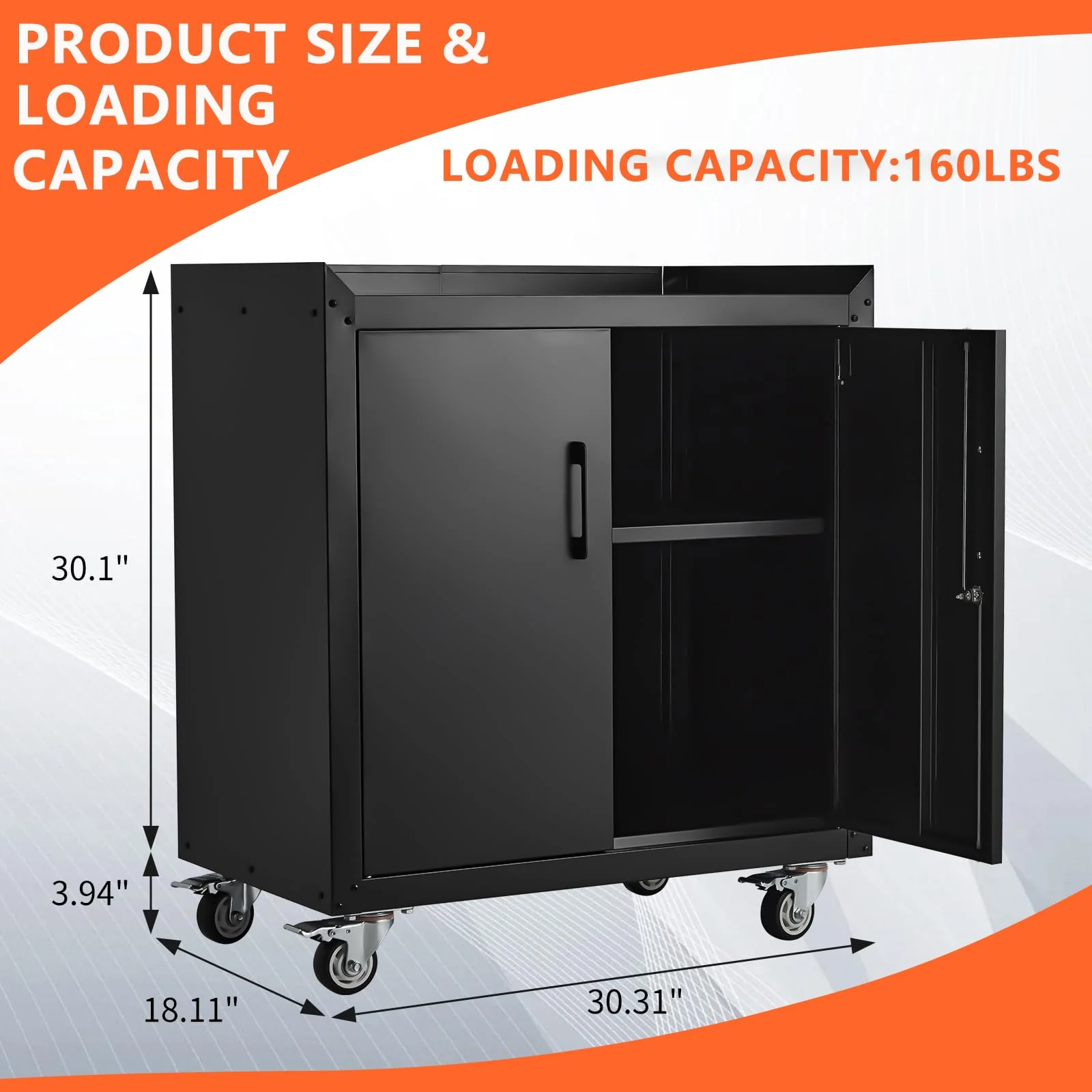 2026 SalesGarage Storage Cabinet with Wheels, 2 Door Tool Cabinet with Adjustable Shelves, Metal Lockable Tool Cabinet, Rolling Tool Chest for Home, 34 H x 30.3 L x 18 W, Assembly Required