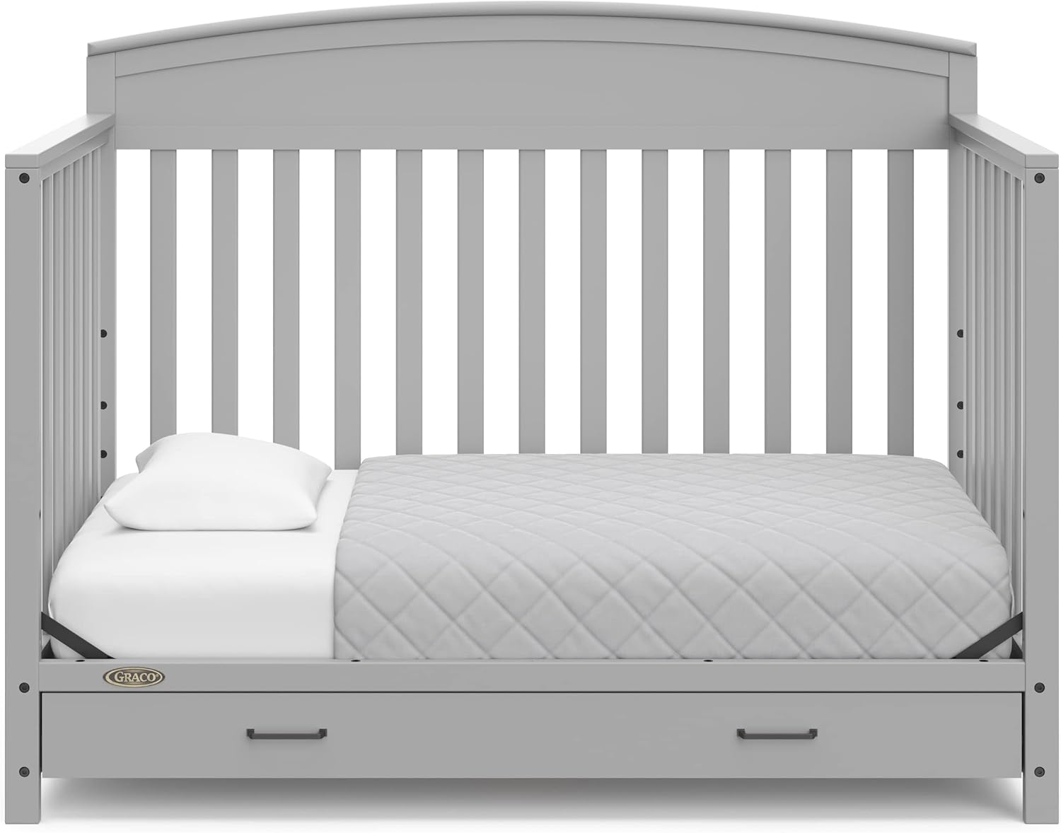 2026 Sales5-in-1 Convertible Baby Bed (with drawers, white) - Green Guardian Gold Certification, built-in baby bed storage drawer, convertible to toddler bed, day bed and full-size bed