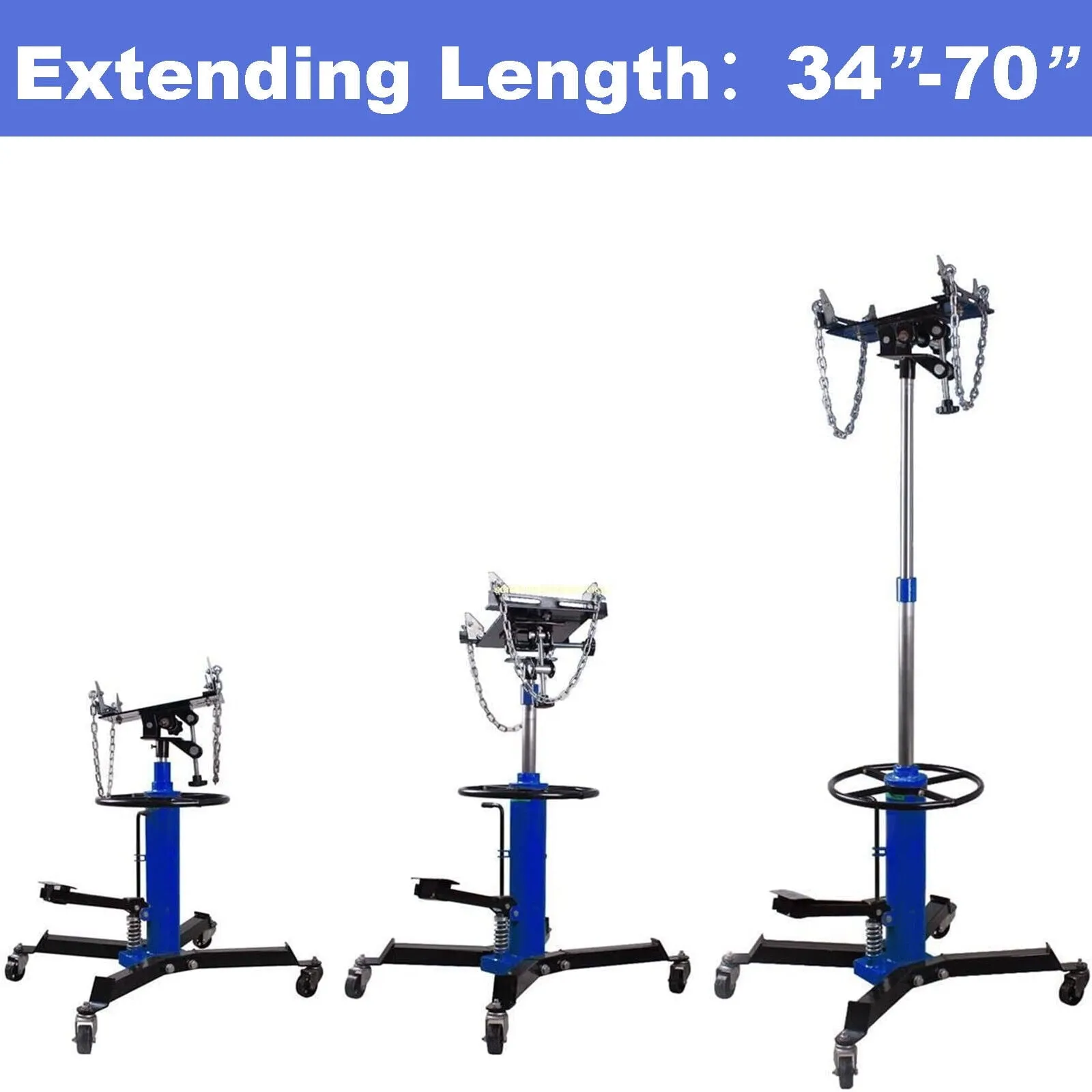 2026 Sales1660 Pounds Hydraulic Car Transmission Jack Vertical Lift with 360° Swivel Wheel Pedal ,Blue,33