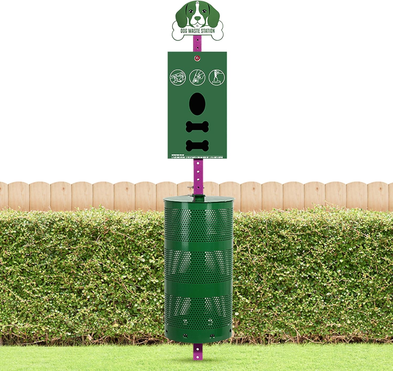 2026 SalesOutdoor version of dog feces collection station - Pet feces collection station with feces bag dispensers - Dog-shaped sign - Large trash can 400 rolls, 200 ziplock bags and 50 reusable bags - Outdoor pet feces collection system