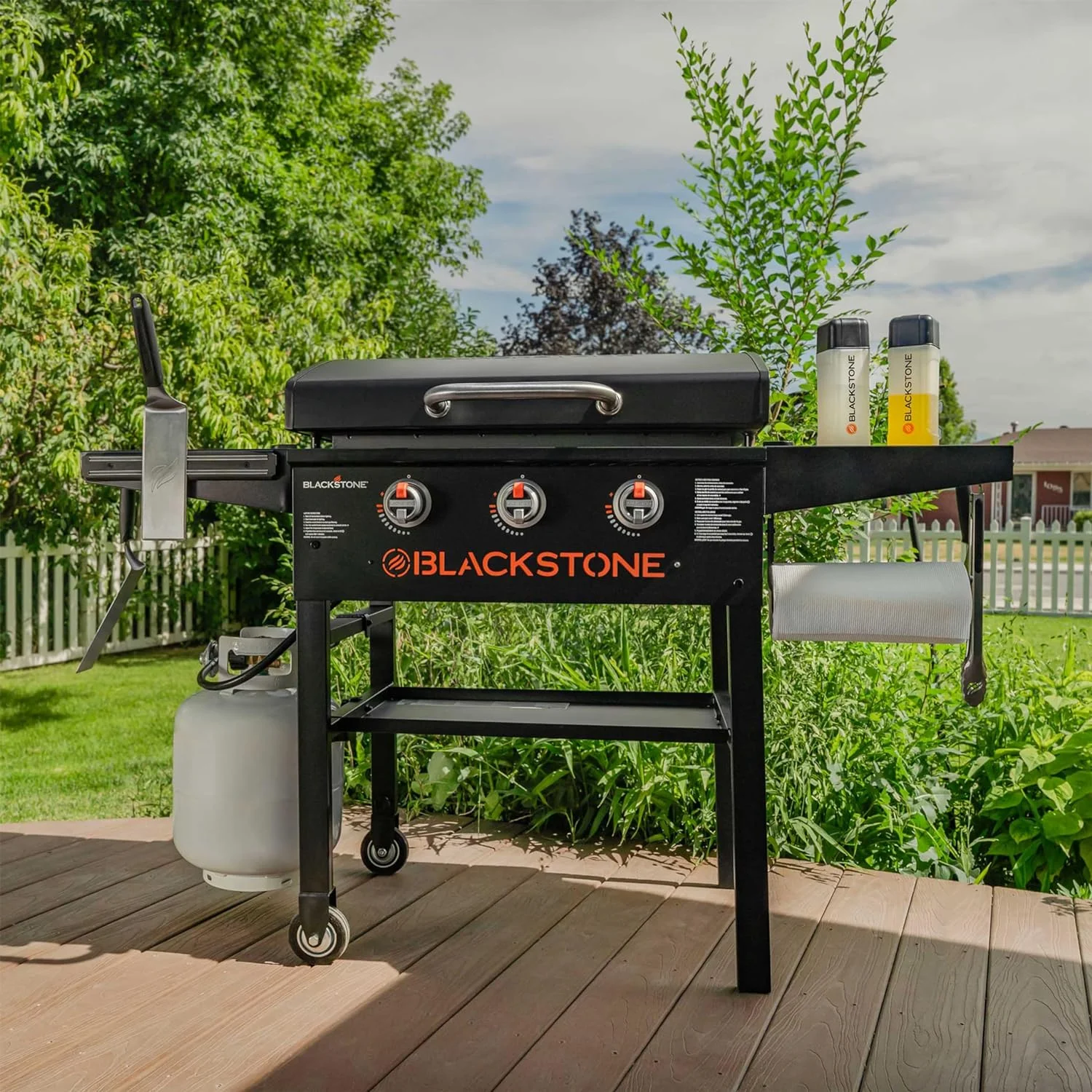 2026 Sales28 Inch Blackstone Griddle 2080 with Hood XL Griddle Original 3-Burner Outdoor Flat Top Grill, with Blackstone Griddle Accessories, Seasoning, and Wholesalehome Gloves and Cloth