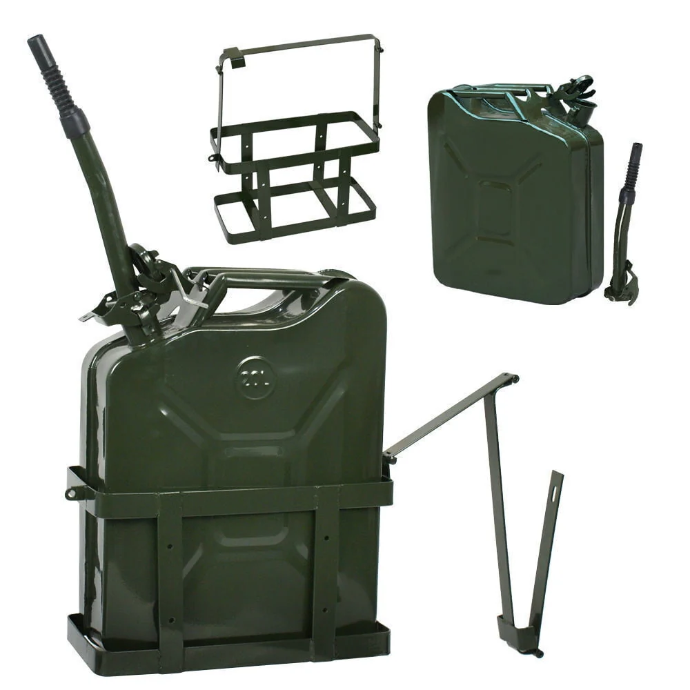 2026 SalesJerry Can with Holder 20L Liter 5 Gallons - Steel Tank Gasoline Green