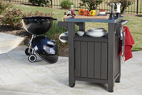 2026 SalesPortable Outdoor Table and Storage Cabinet with Hooks for Grill Accessories-Stainless Steel Top for Patio Kitchen Island or Bar Cart