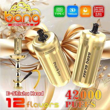 Bang E-Shisha Head 42000 42K Puffs Gold LED Display Disposable Vape(Box of 3)
