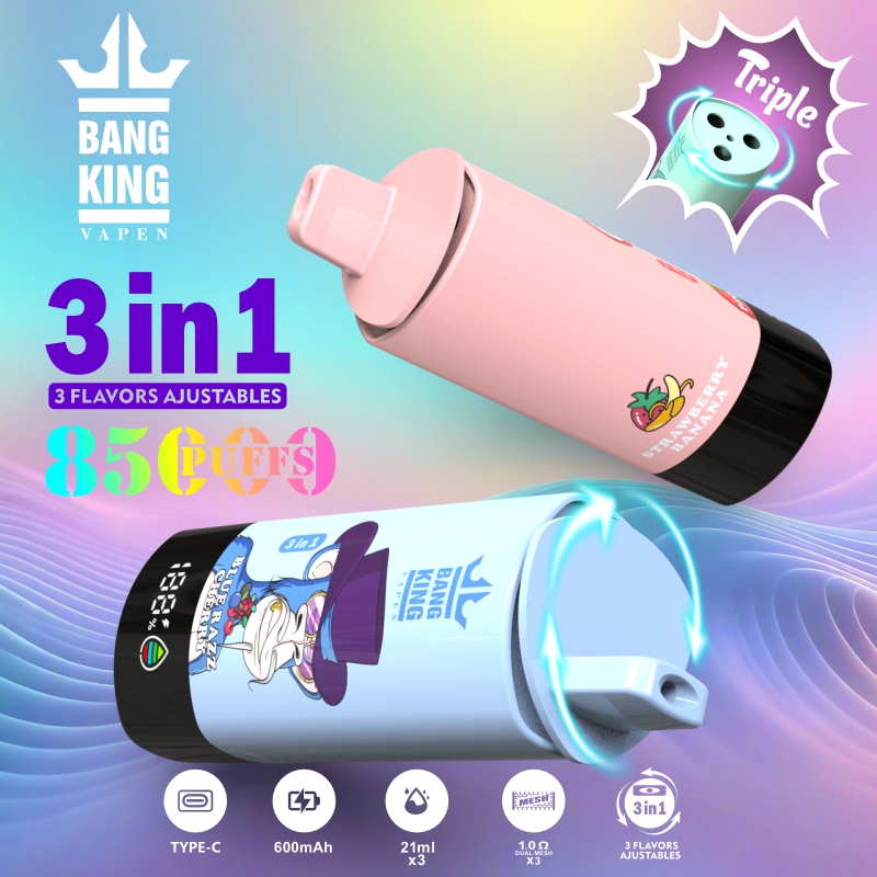 Bang King 85000 85k Puffs 3 in 1 Flavors Newest Original Rechargeable LCD Display Disposable Vape product image