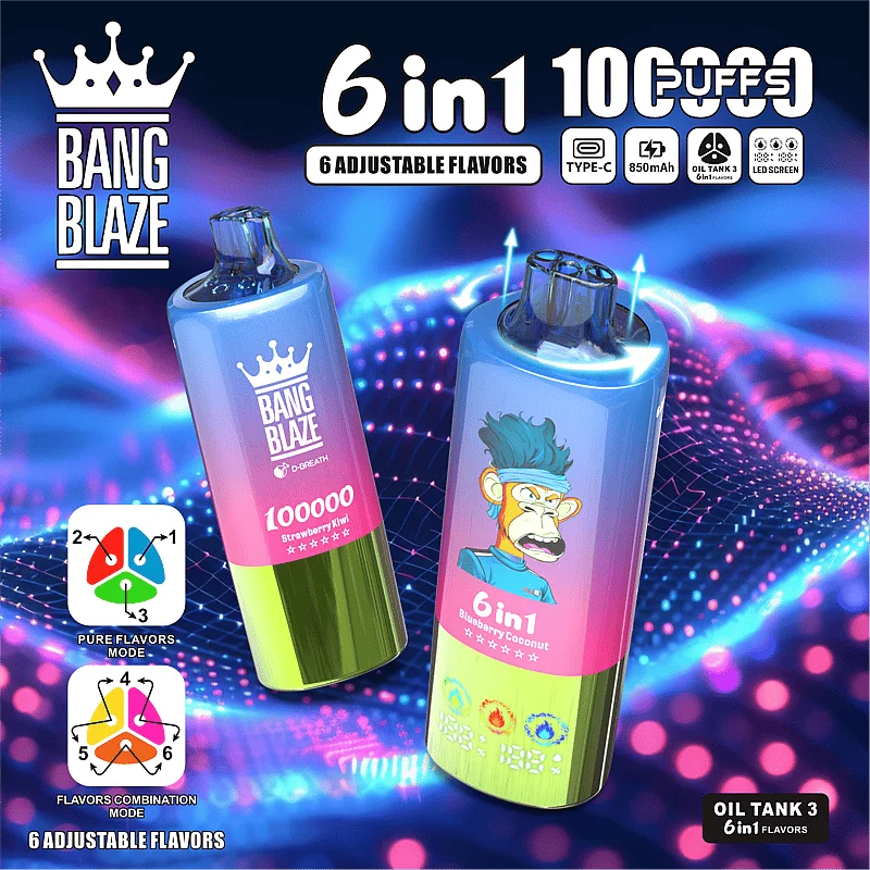 Bang Blaze 100k Puffs 6 in 1 Flavors Disposable Vape with LED Screen product image