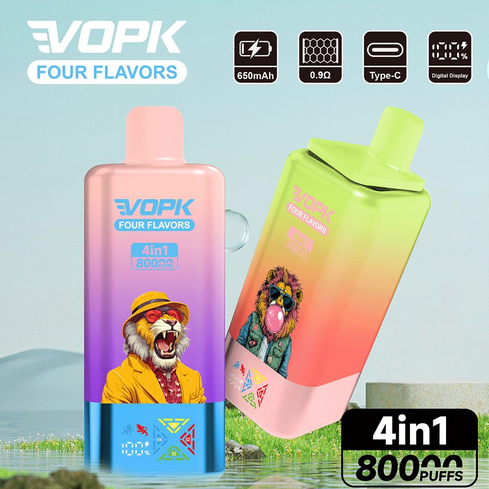(New product promotion)Vopk Four Flavors 80000 80K Puffs 4 in 1 Flavors Newest Original Rechargeable LCD Display Disposable Vape product image