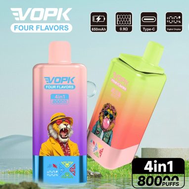 (New product promotion)Vopk Four Flavors 80000 80K Puffs 4 in 1 Flavors Newest Original Rechargeable LCD Display Disposable Vape