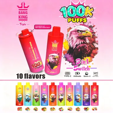 New Bang King Triple 100000 100K Puffs 3 in 1 Flavors Original Rechargeable Disposable Vape