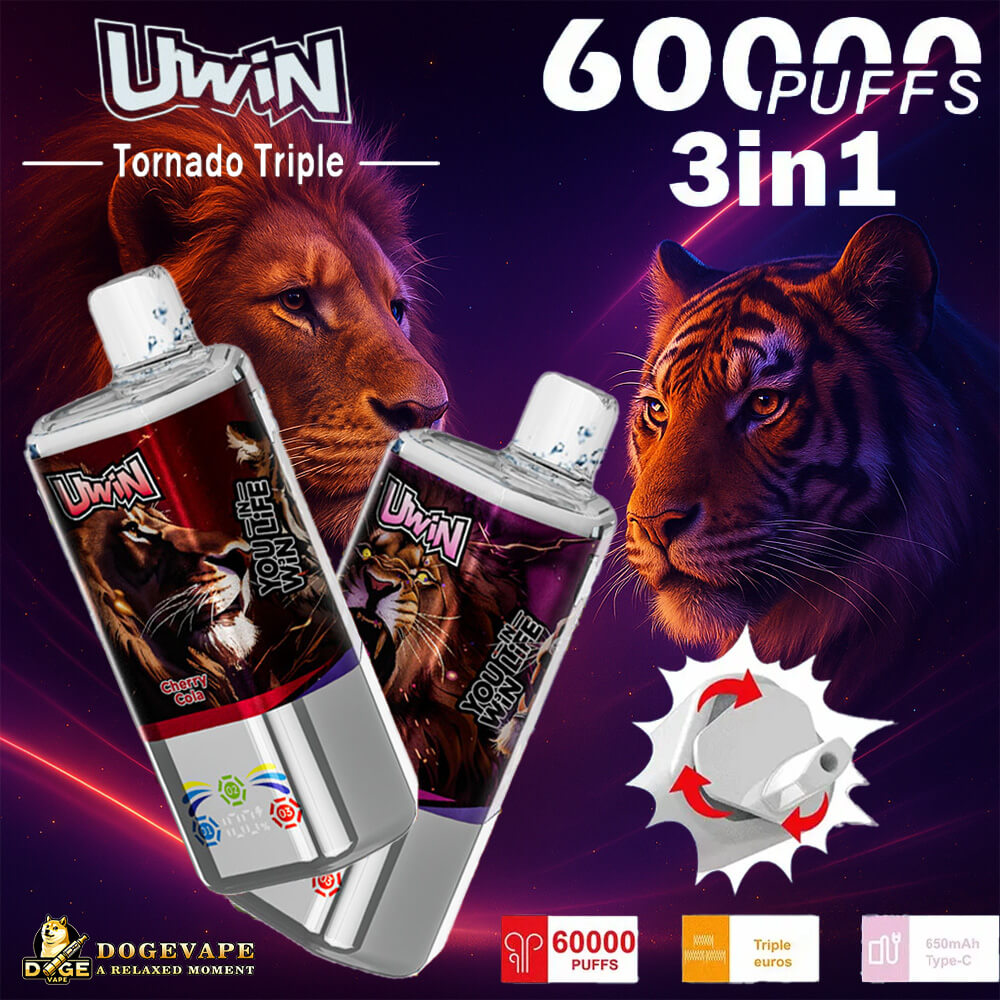 Uwin Tornado Triple 60000 60K Puffs 3 in 1 Flavors Original Rechargeable LED Display Disposable Vape product image
