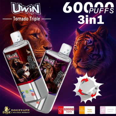 New Uwin Tornado Triple 60000 60K Puffs 3 in 1 Flavors Original Rechargeable LED Display Disposable Vape