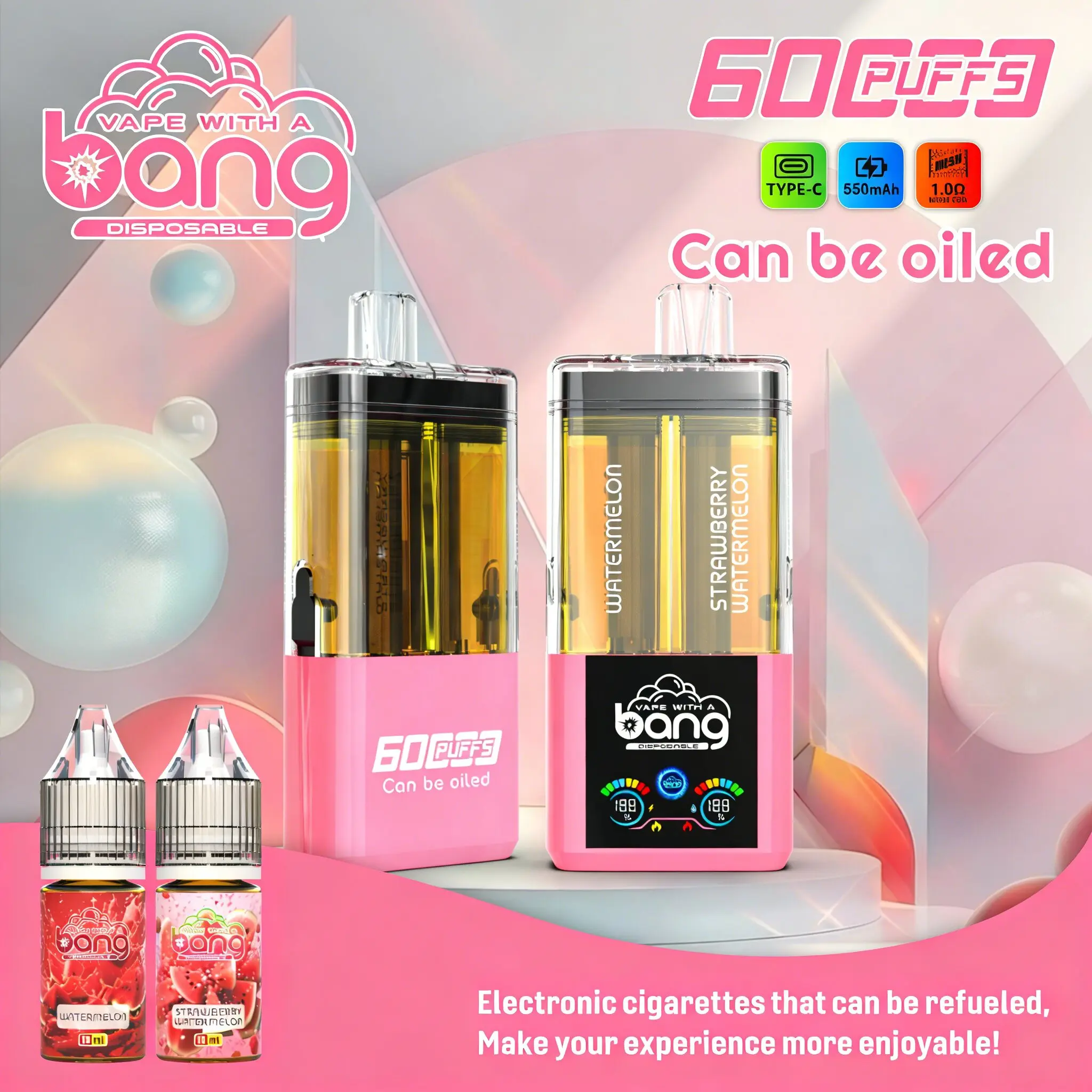 Bang 60K 60000 Puffs Dual Flavors Rechargeable Original Refillable Oil Vape product image